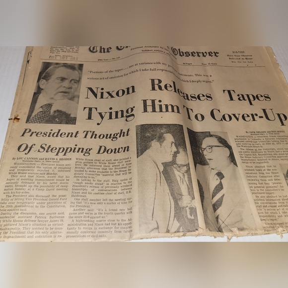 LOT OF 7 VINTAGE 1973 CHARLOTTE OBSERVER NEWPAPERS PRES NIXON WATERGATE SCANDAL - Picture 6 of 8